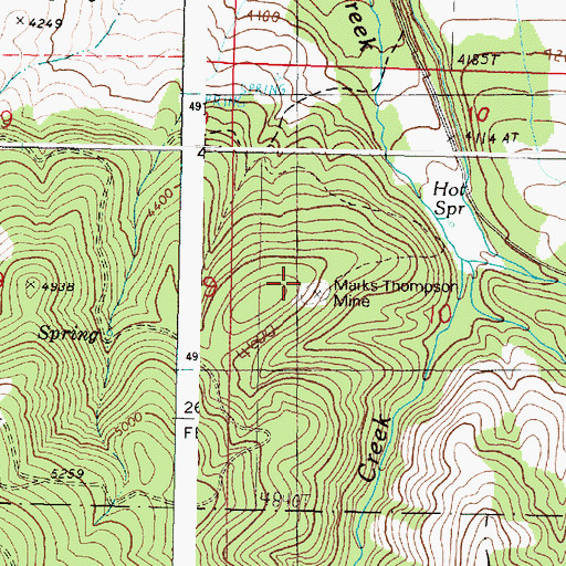 Topographic Map of Marks-Thompson Mine, OR