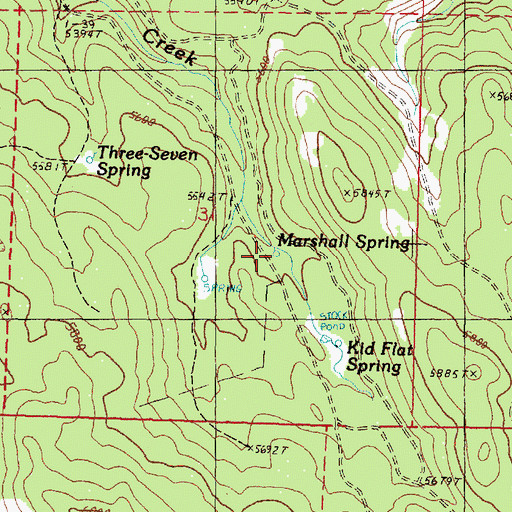 Topographic Map of Marshall Spring, OR