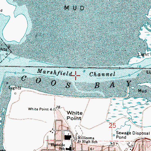 Topographic Map of Marshfield Channel, OR