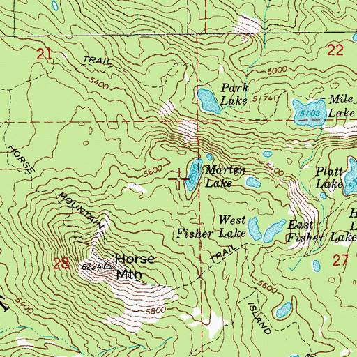 Topographic Map of Marten Lake, OR
