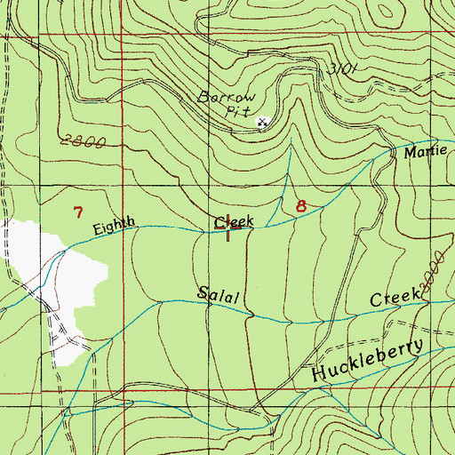 Topographic Map of Martie Creek, OR