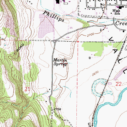 Topographic Map of Martin Spring, OR