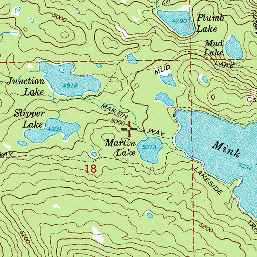 Topographic Map of Martin Way, OR
