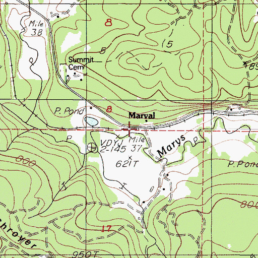 Topographic Map of Marval (historical), OR