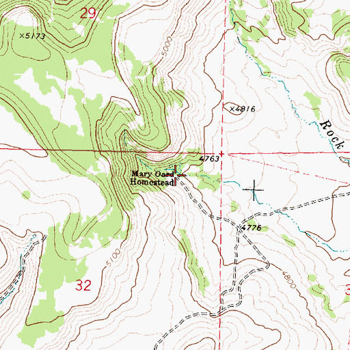 Topographic Map of Mary Oard Homestead, OR