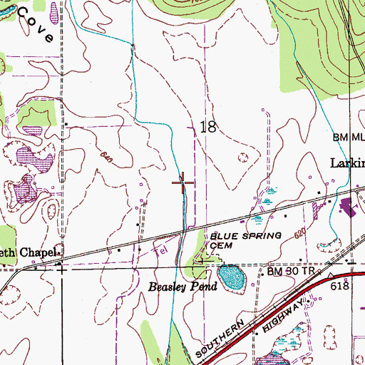 Topographic Map of Blue Spring Cove, AL