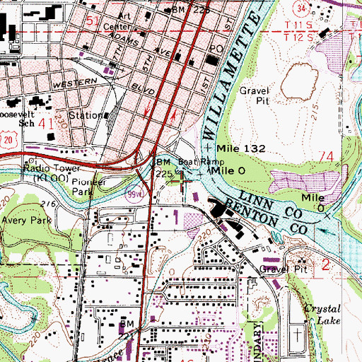 Topographic Map of Marys River, OR