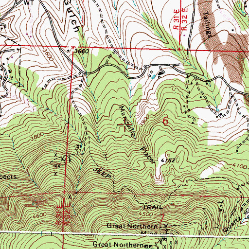 Topographic Map of Marysville Placer, OR