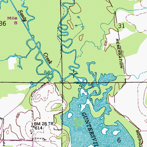 Topographic Map of Blue Spring Creek, AL
