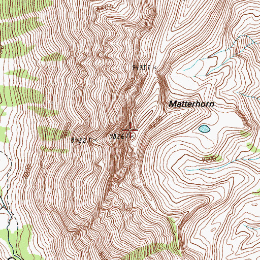 Topographic Map of Matterhorn, OR