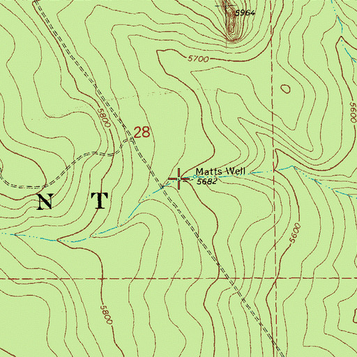 Topographic Map of Matts Well, OR