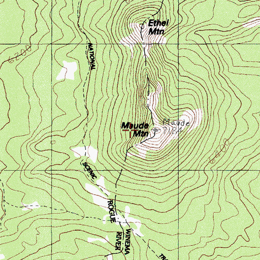 Topographic Map of Maude Mountain, OR