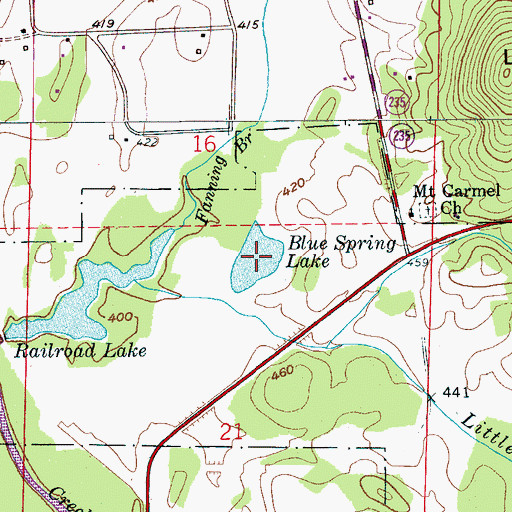 Topographic Map of Blue Spring Lake, AL
