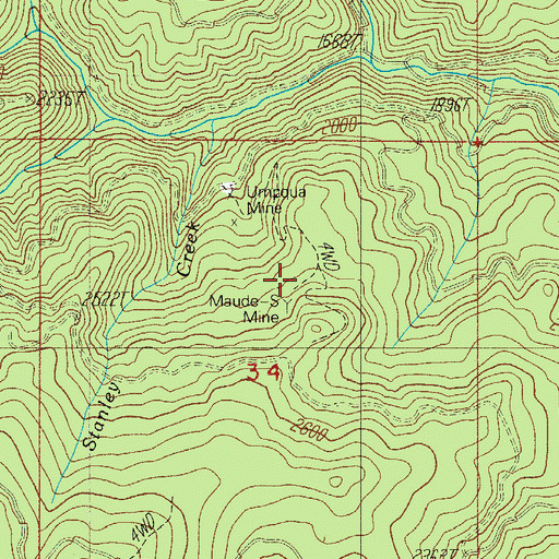 Topographic Map of Maude- S Mine, OR