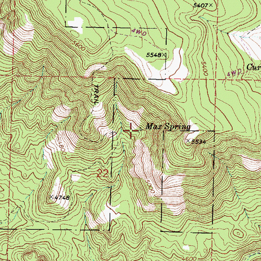 Topographic Map of Max Spring, OR