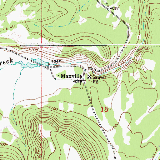 Topographic Map of Maxville, OR