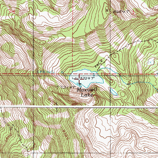 Topographic Map of Maxwell Lake, OR