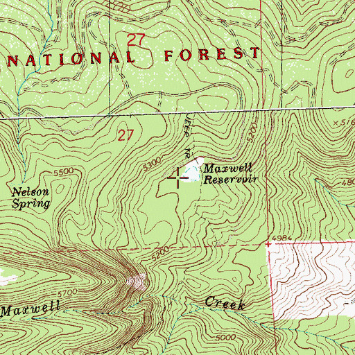 Topographic Map of Maxwell Reservoir, OR