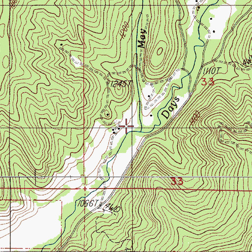 Topographic Map of May Creek, OR
