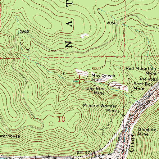 Topographic Map of May Queen Mine, OR