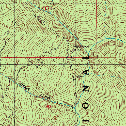 Topographic Map of Mayflower Mine, OR
