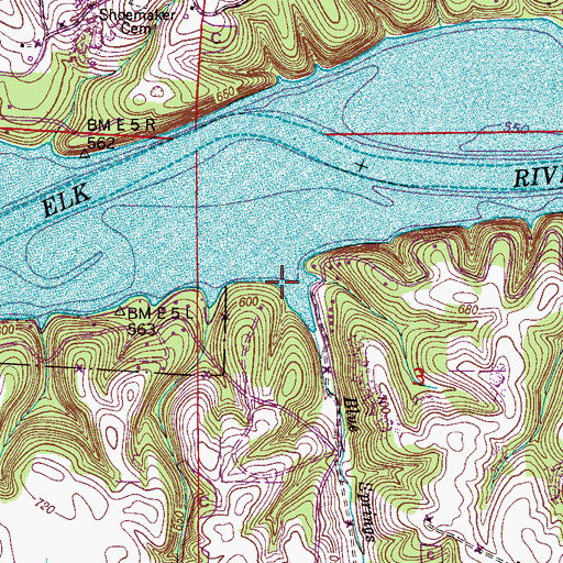 Topographic Map of Blue Springs Branch, AL