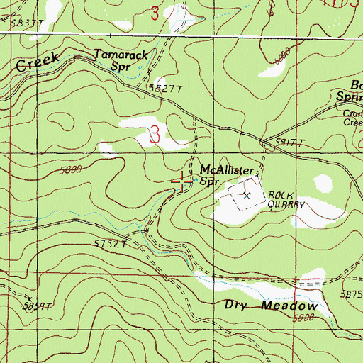 Topographic Map of McAllister Spring, OR