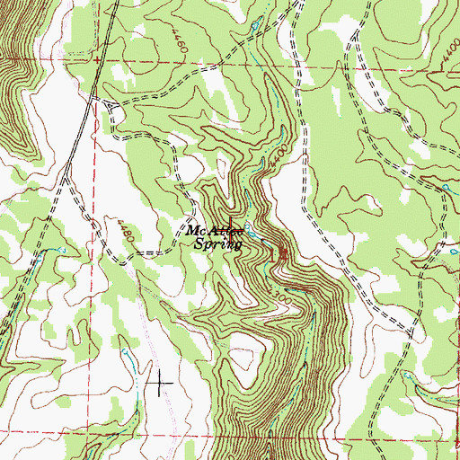 Topographic Map of McAttee Spring, OR