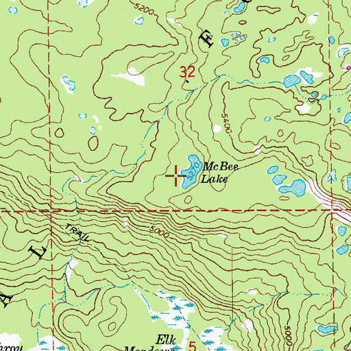 Topographic Map of McBee Lake, OR