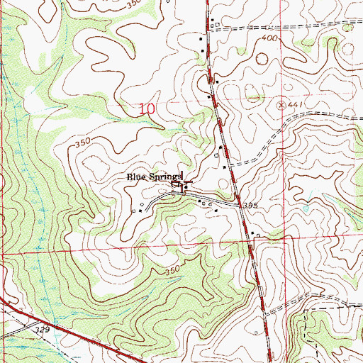 Topographic Map of Blue Springs Church, AL