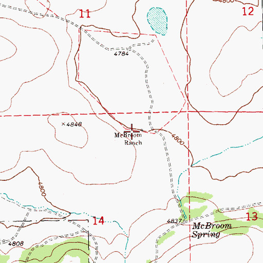 Topographic Map of McBroom Ranch, OR
