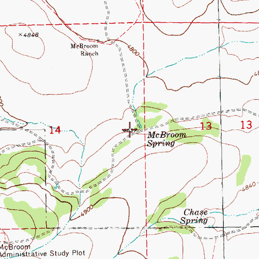 Topographic Map of McBroom Spring, OR