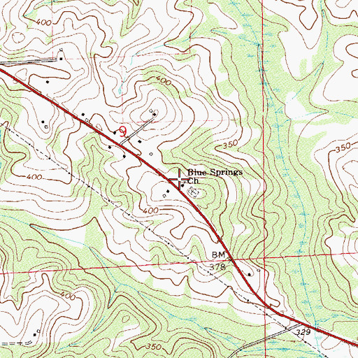 Topographic Map of Blue Springs Church, AL