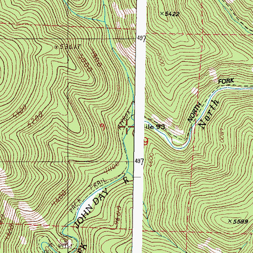 Topographic Map of McCarty Gulch, OR