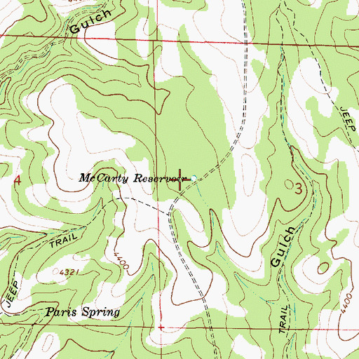 Topographic Map of McCarty Reservoir, OR