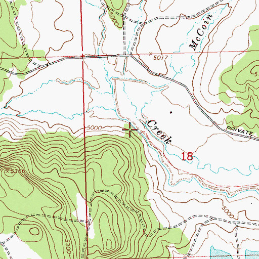 Topographic Map of McCoin Creek, OR