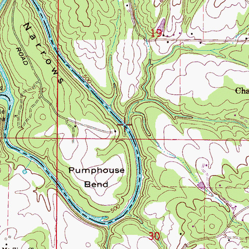 Topographic Map of Blue Springs Creek, AL