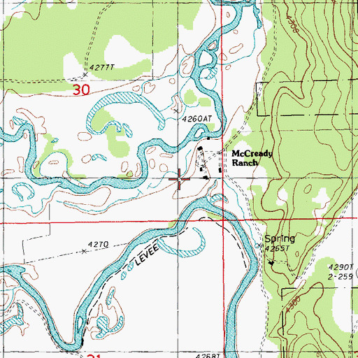 Topographic Map of McCready Ranch, OR