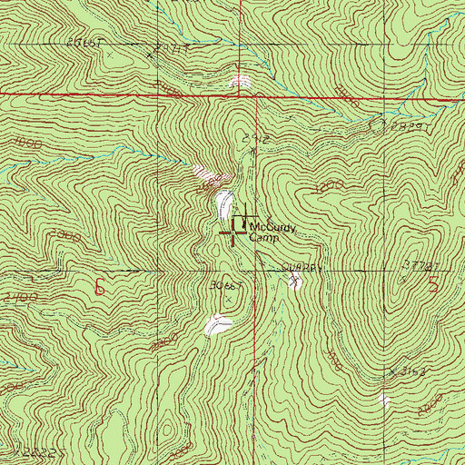 Topographic Map of McCurdy Campground, OR