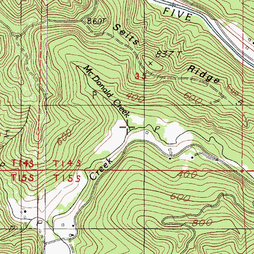 Topographic Map of McDonald Creek, OR