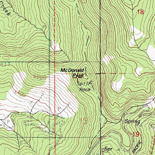 Topographic Map of McDonald Peak, OR