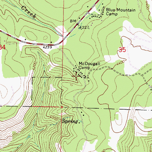 Topographic Map of McDougall Camp, OR