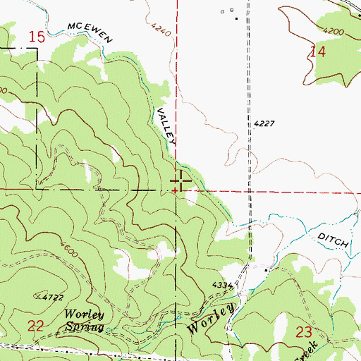 Topographic Map of McEwen Valley Ditch, OR