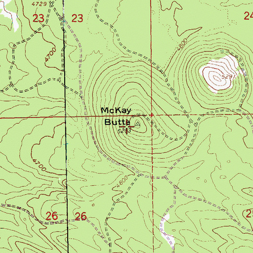 Topographic Map of McKay Butte, OR