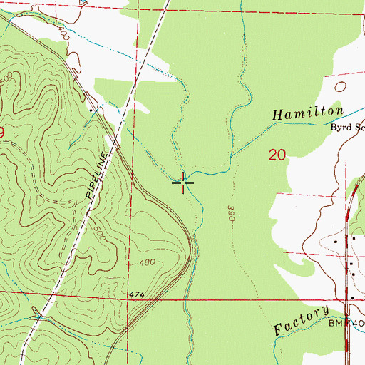 Topographic Map of Bluegut Creek, AL