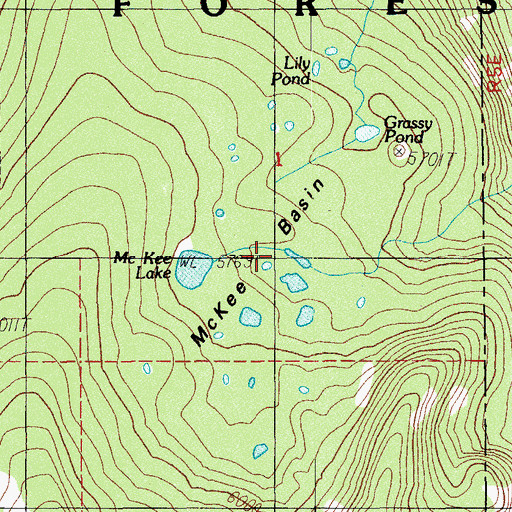 Topographic Map of McKee Basin, OR