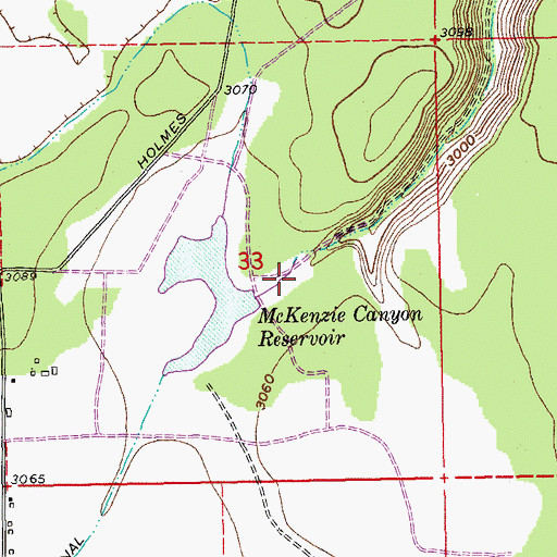 Topographic Map of McKenzie Canyon Reservoir, OR