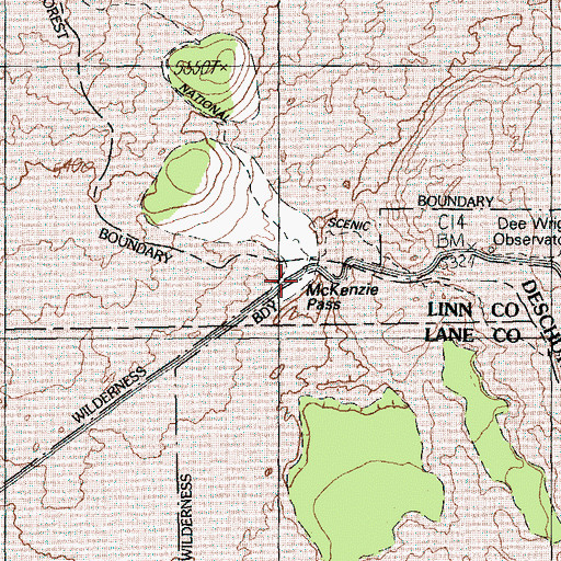 Topographic Map of McKenzie Pass, OR