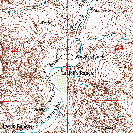 Topographic Map of Bear Springs Canyon, AZ