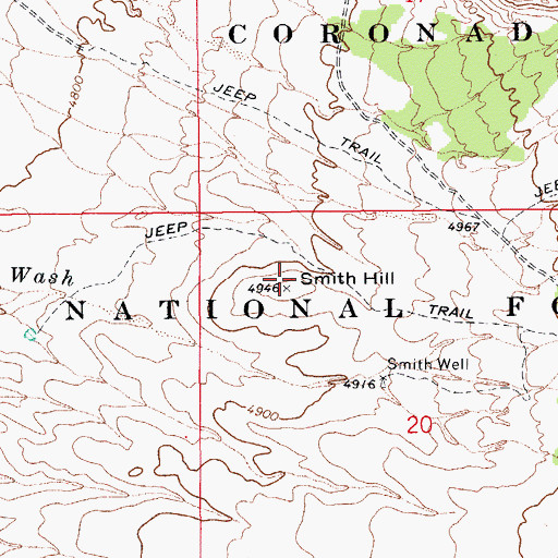 Topographic Map of Smith Hill, AZ